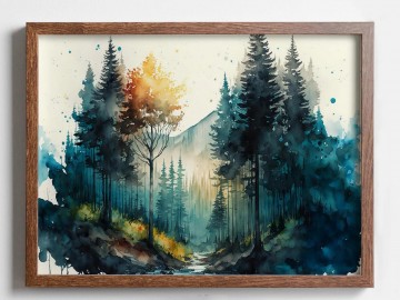 Landscapes Painting - Green Forest Trees landscape